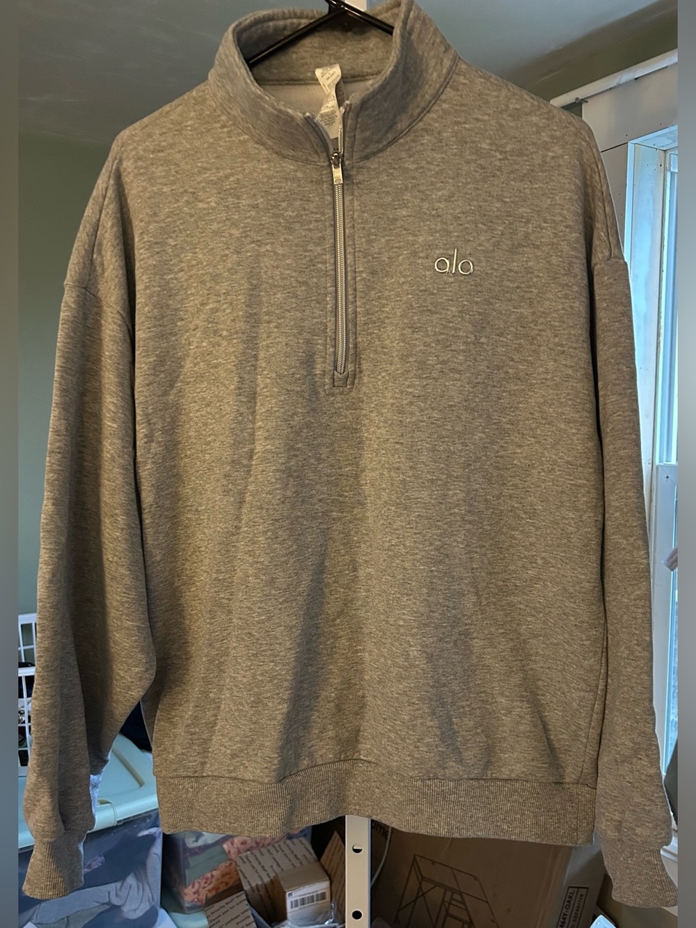 ALO Yoga Unisex Grey Quarter-Zip Pullover Sweatshirt